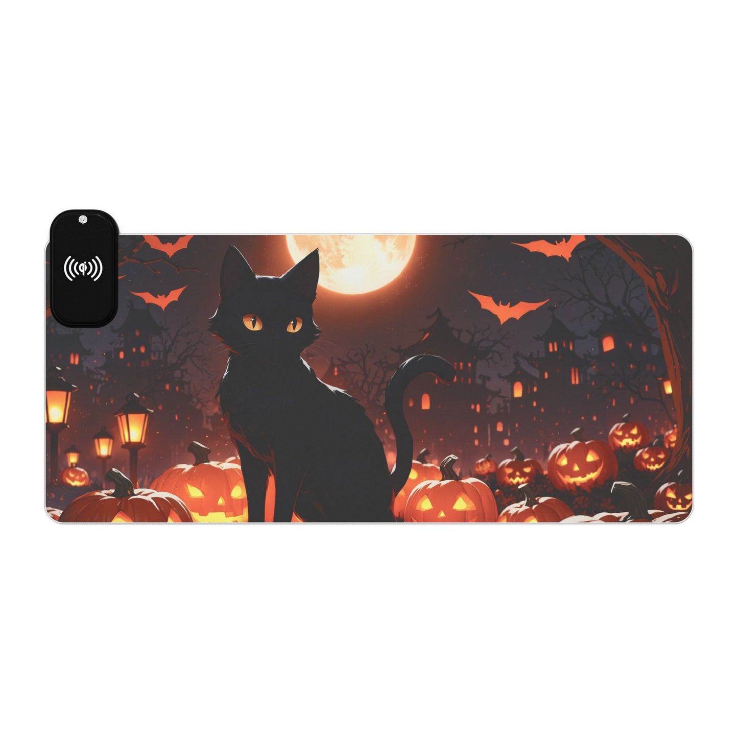 LED - Black Cat Halloween + Wireless Charging