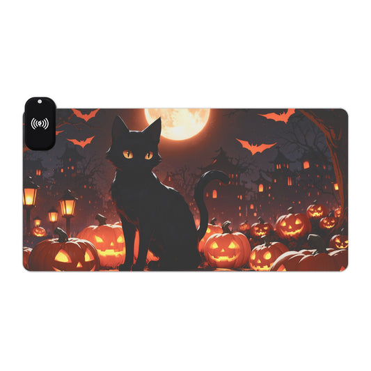 LED - Black Cat Halloween + Wireless Charging