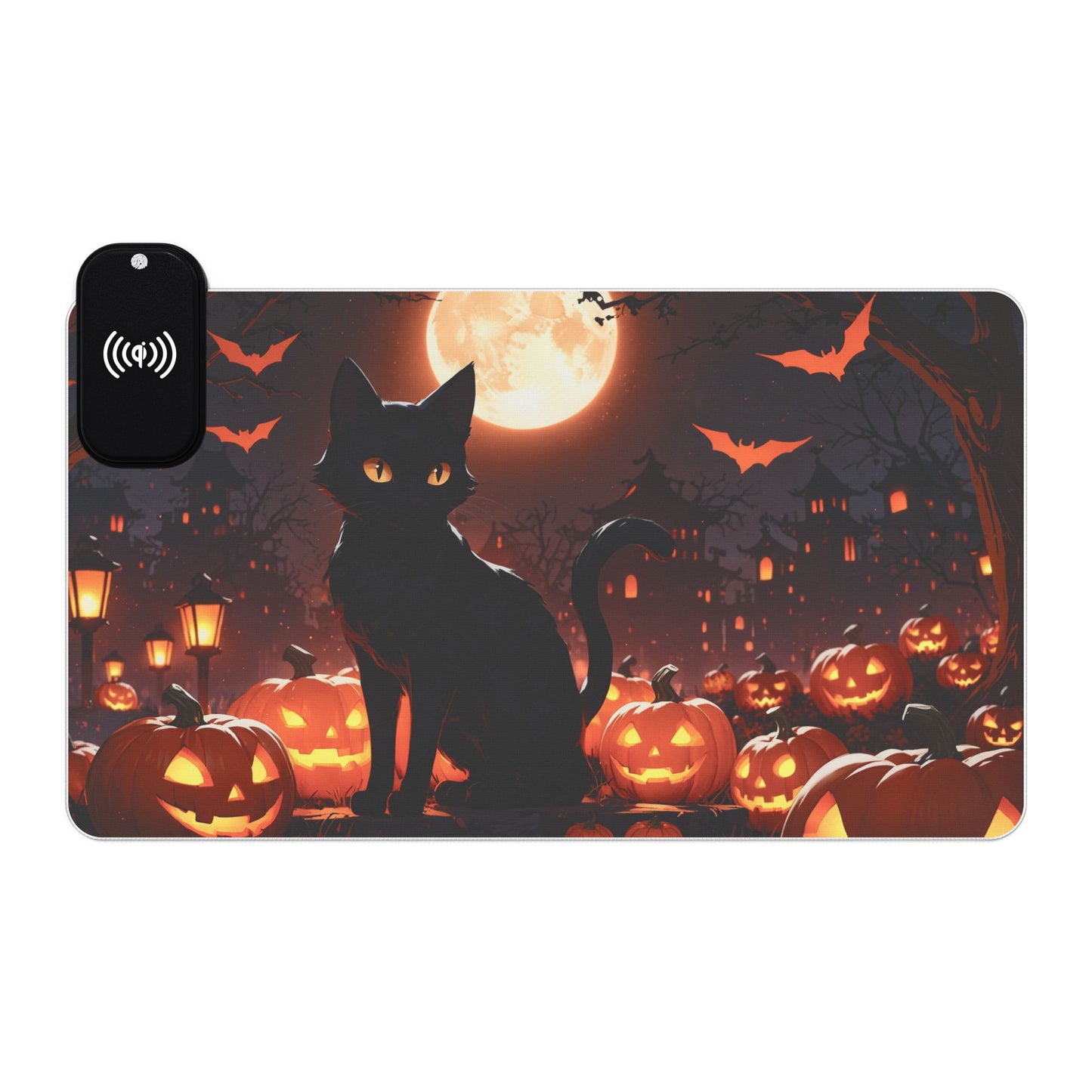 LED - Black Cat Halloween + Wireless Charging