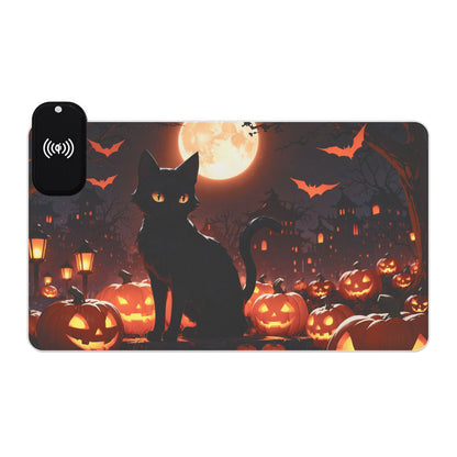 LED - Black Cat Halloween + Wireless Charging