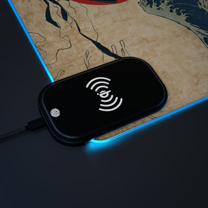 LED - Japanese Warrior - Wood Block Style + Wireless Charging