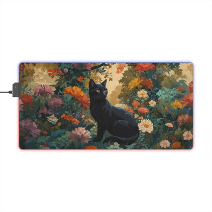 LED - Black Cat and Flowers