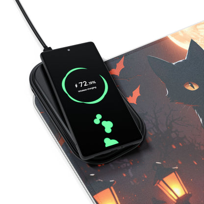 LED - Black Cat Halloween + Wireless Charging