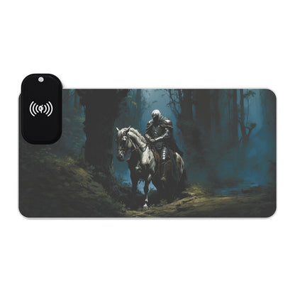 LED - Horseback Knight in Misty Forest + Wireless Charging