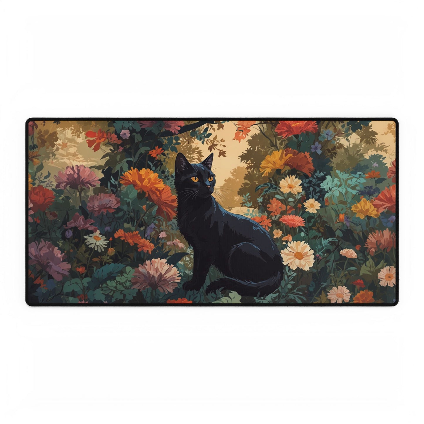 Black Cat and Flowers