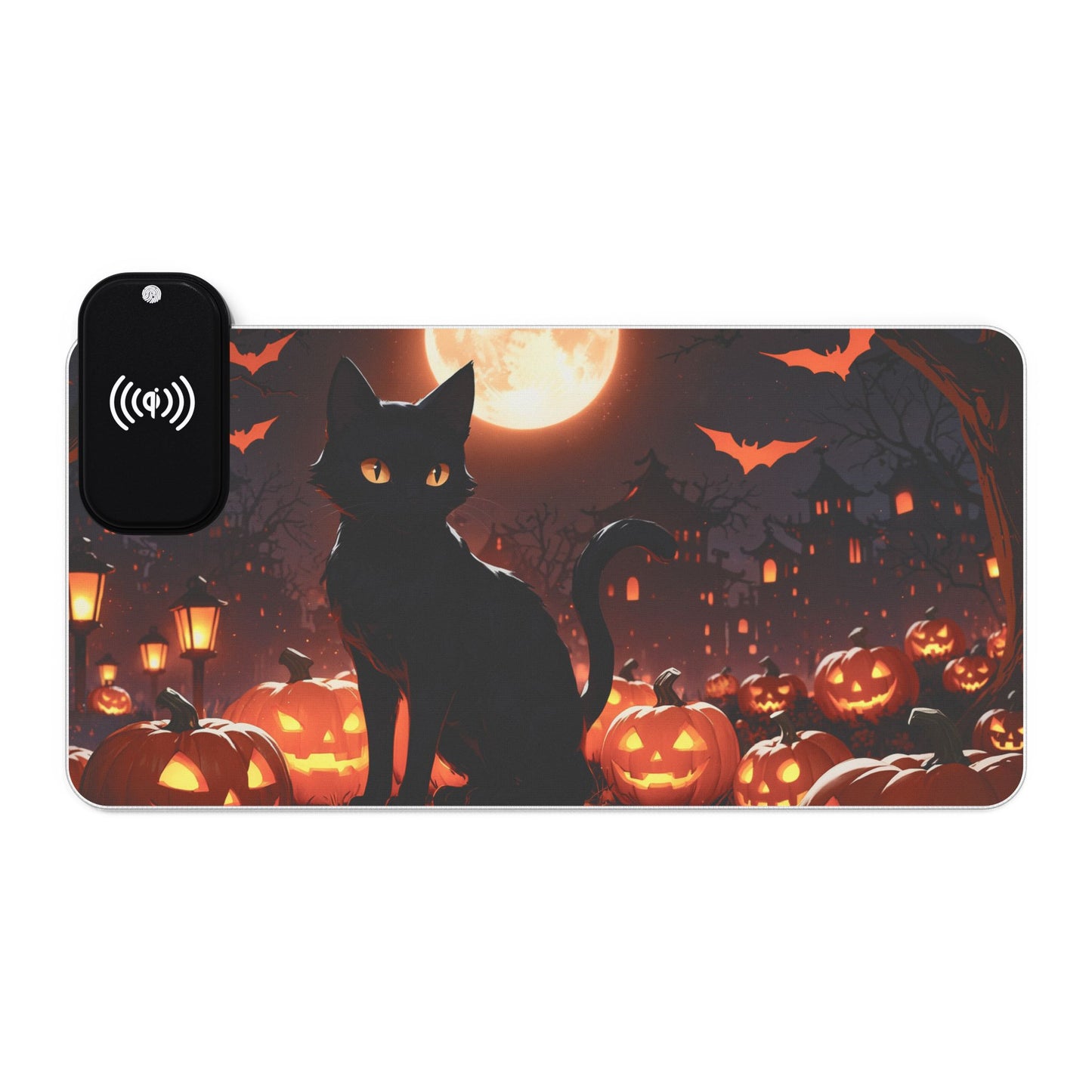 LED - Black Cat Halloween + Wireless Charging