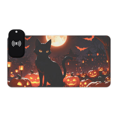 LED - Black Cat Halloween + Wireless Charging