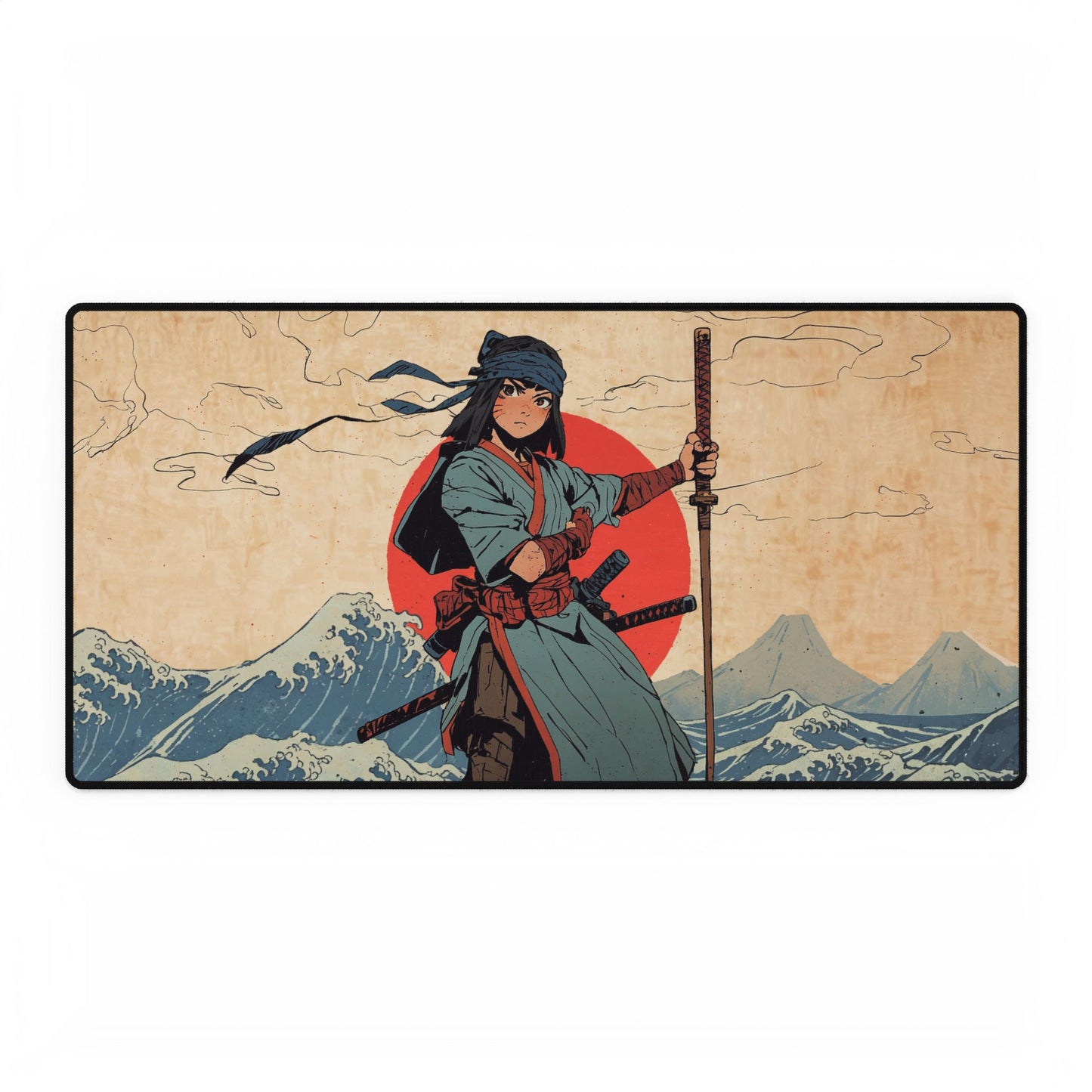 Japanese Warrior - Wood Block Style